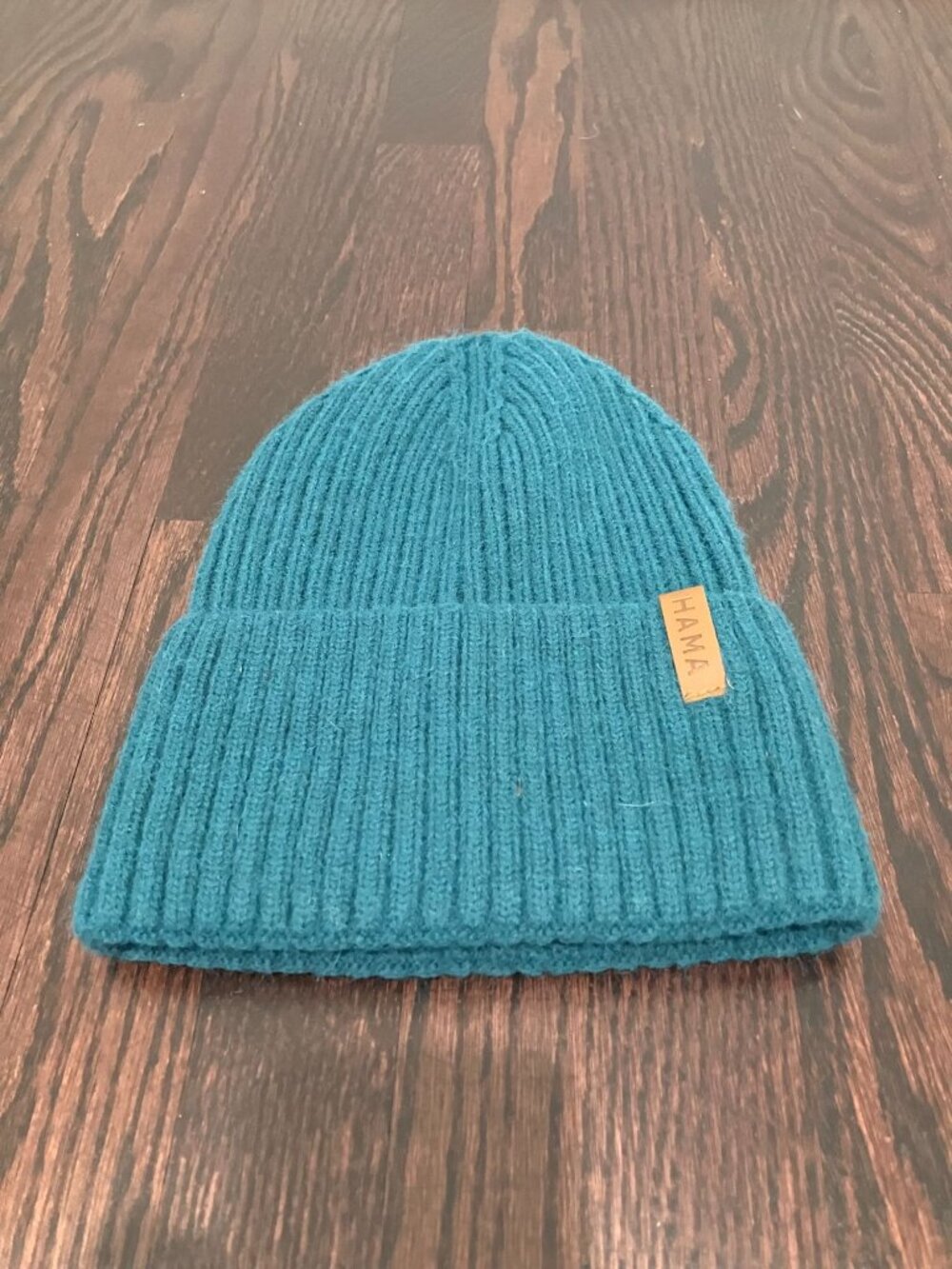 Hama Winter Solid Ribbed Knit Cuff Beanie Hat Soft Warm, Teal, One Size